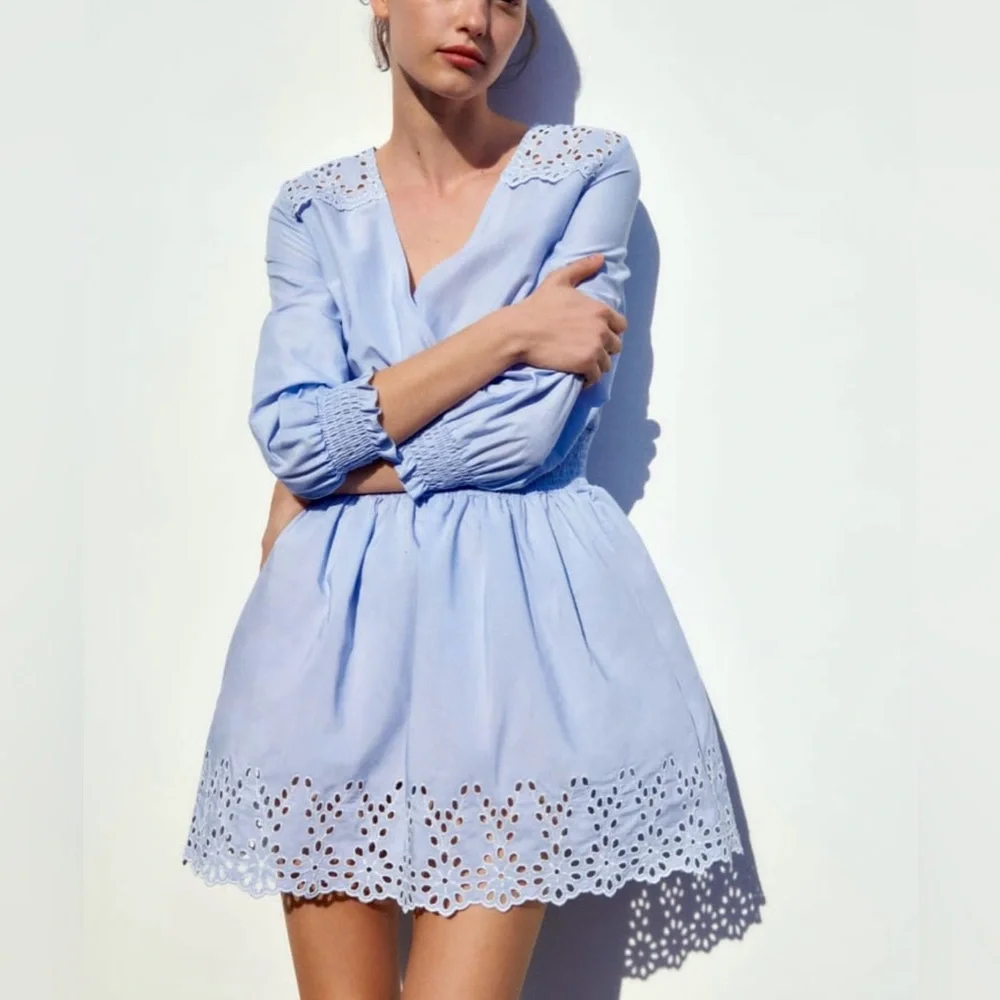 Zara, Mini Cutwork ,Embroidered, Eyelet Dress, S,
P2P: 18”., EUC - Picture 1 of 8